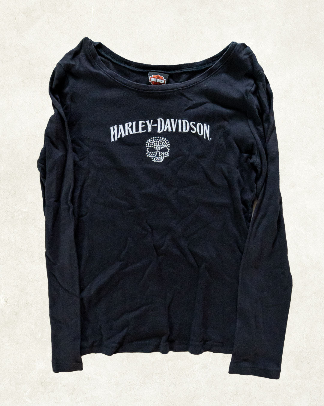 Harley Davidson Rhinestone Skull Longsleeve Tee